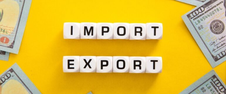 Import and export word on yellow background